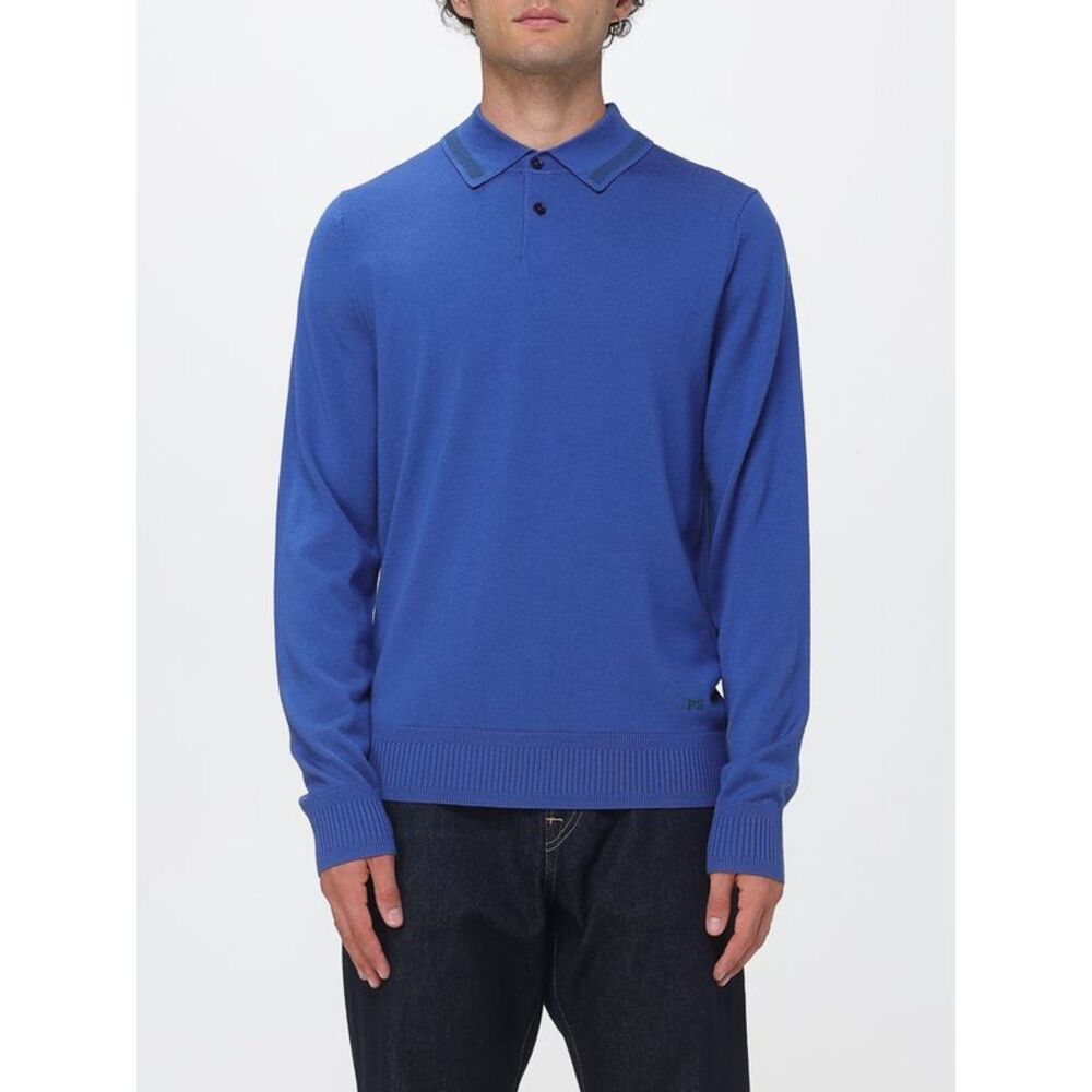 Paul Smith Men Paul Smith Long-Sleeved Knit Polo In Pure Merino Wool